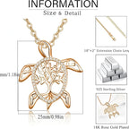 Origsoul sterling silver tree of life necklace with turtle design and cubic zirconia accents