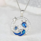 Origsoul sterling silver turtle necklace with blue enamel and sparkling accents for ocean lovers