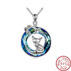 Origsoul stylish gemstone jewelry for women featuring a silver fox pendant with blue crystal circle