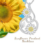 Origsoul silver sunflower pendant necklace with yellow center stones and delicate chain