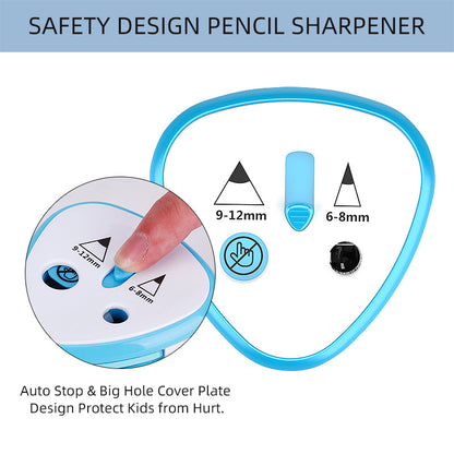 Origsoul battery operated pencil sharpener with safety design and dual hole sizes for school supplies