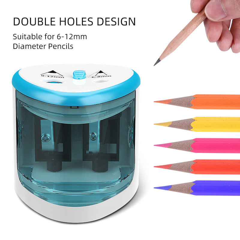 Origsoul battery operated pencil sharpener with double holes design for 6 to 12mm pencils
