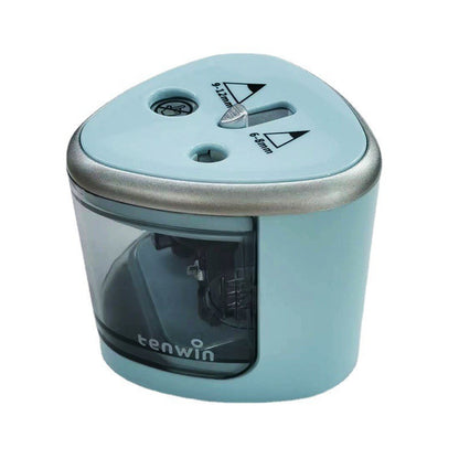 Origsoul battery operated pencil sharpener in blue with dual size sharpening slots for school supplies