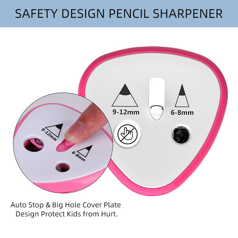 Origsoul battery operated pencil sharpener with safety design and dual size holes for 6 to 12mm pencils