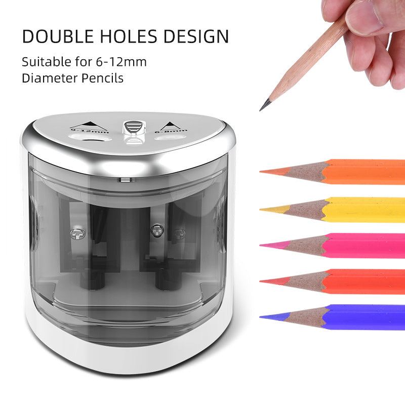 Origsoul battery operated pencil sharpener with double holes design for 6 to 12mm diameter pencils