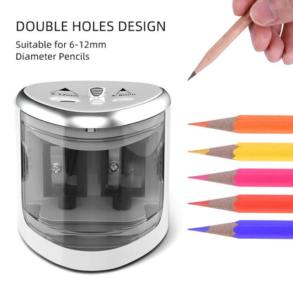 Origsoul battery operated pencil sharpener with double holes design for 6 to 12mm diameter pencils