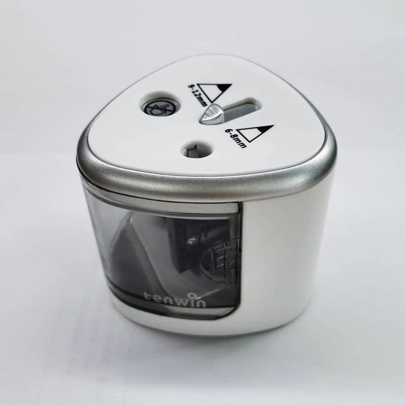 Origsoul battery operated pencil sharpener with transparent shavings container and dual size holes