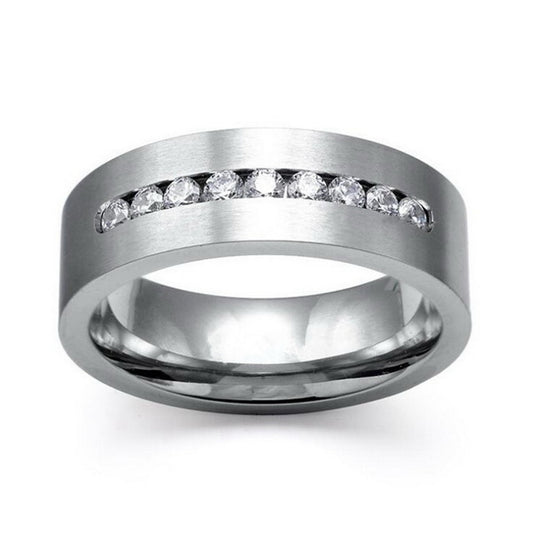 Origsoul unique his and hers rings silver band with embedded clear stones in a modern design