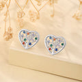 Origsoul Tree of Life Earrings Sterling Silver with Colorful Gemstone Accents in Heart Shape