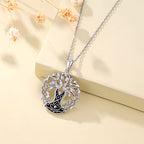 Origsoul silver tree of life necklace pendant with intricate leaf and branch design on chain