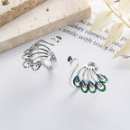 Origsoul peacock adjustable ring for women with colorful and silver detailed design