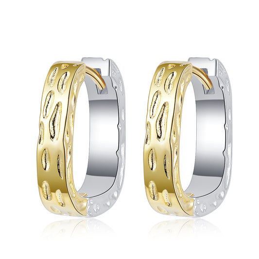Origsoul unique gold hoop earrings with textured gold and silver-tone design