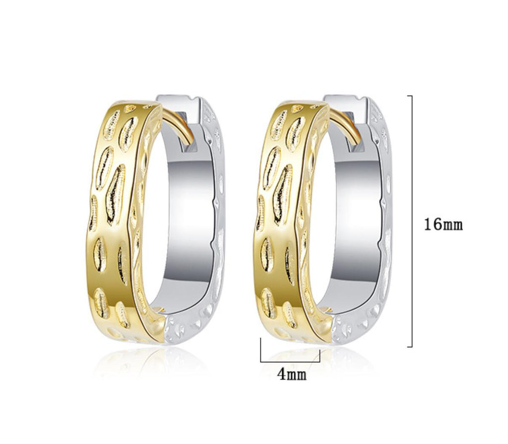 Origsoul unique gold hoop earrings with textured design and 16mm height and 4mm width dimensions
