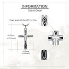 Unique silver cross necklace gift by Origsoul with detailed Celtic design and 18mm chain length