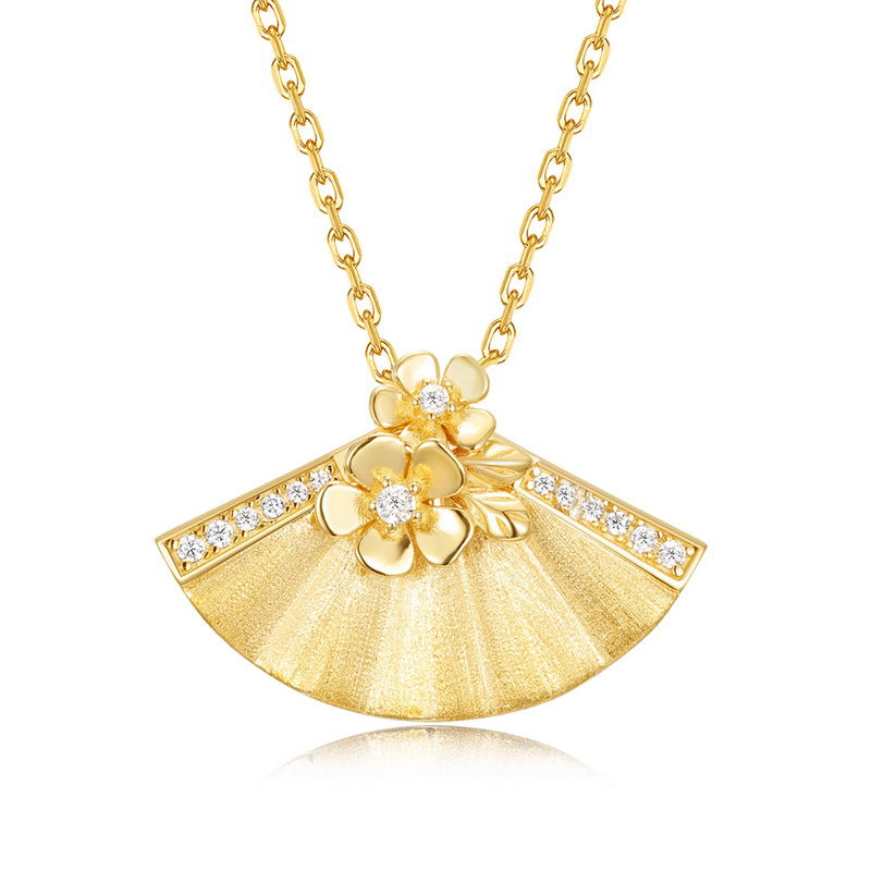Origsoul elegant gold necklace with floral and fan design featuring the van cleef and arpels vintage alhambra necklace style