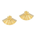 Origsoul gold floral fan-shaped earrings inspired by van cleef and arpels vintage alhambra necklace design