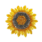 Origsoul Van Gogh sunflower brooch with yellow petal design and crystal center accents