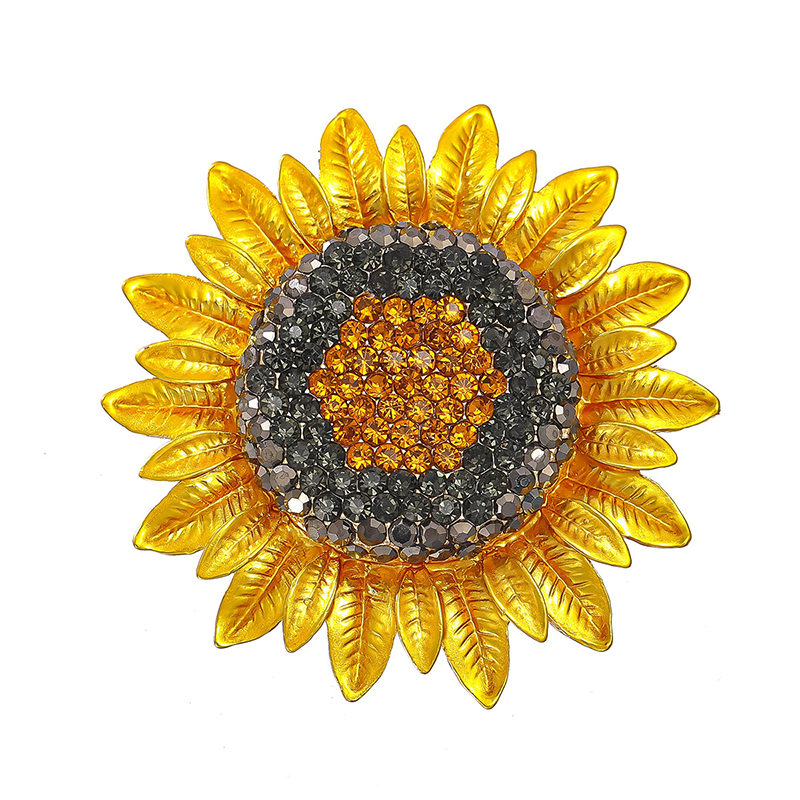 Origsoul Van Gogh sunflower brooch with yellow petal design and crystal center accents