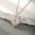 Origsoul heart locket necklace bunny silver pendant with gold bunny detail on a delicate chain