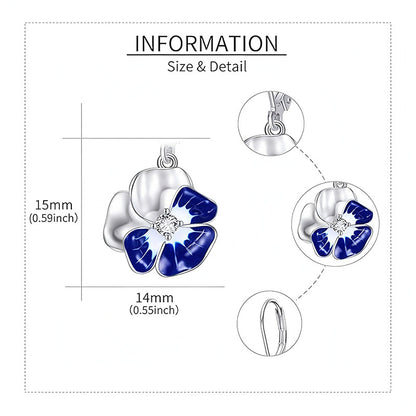 Origsoul oil drop enamel earrings women featuring blue and silver flower design with 15mm height and 14mm width