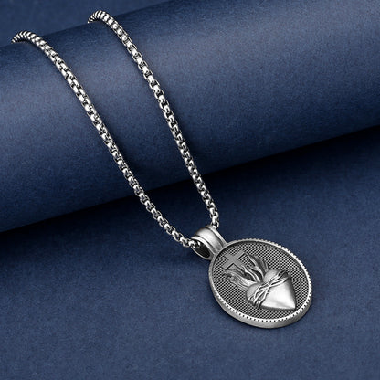 Origsoul Tranquil Spirit Collection silver sacred heart necklace with detailed pendant on chain