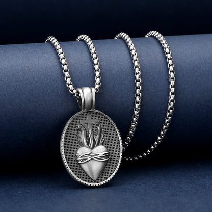 Origsoul Tranquil Spirit Collection sacred heart necklace in silver with detailed heart pendant and chain