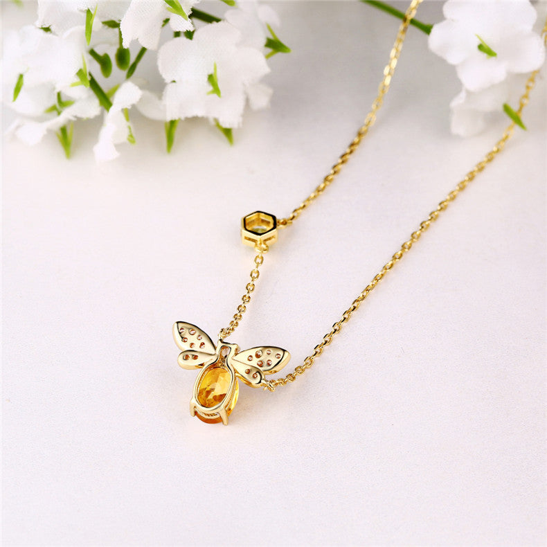 Origsoul gold bee pendant silver necklace sterling with delicate chain and gemstone accents