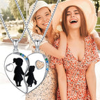Origsoul sterling silver mother daughter necklace set with heart-shaped pendants and silhouette design