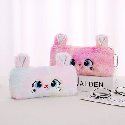 Origsoul gradient cat pencil case in pastel colors with cute embroidered cat face and ears